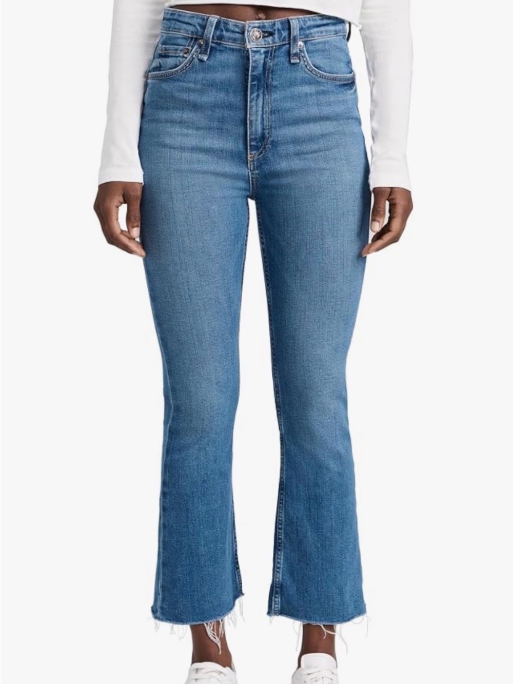 Rag & Bone Casey High Rise Ankle Flare Denim Blue Frayed Jeans Women’s 27